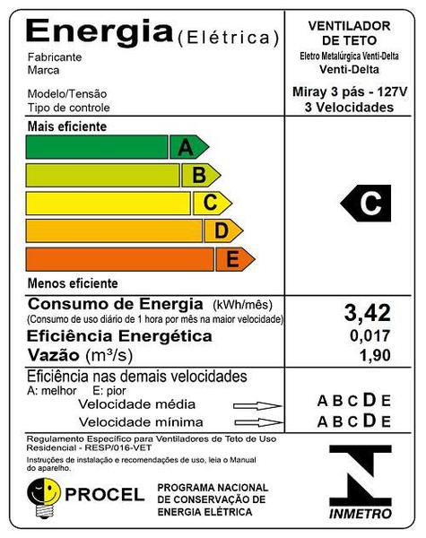 Imagem de Ventilador De Teto Exuberance Miray Marrom 3 Pás Tabaco 130W 127V C3V 40-3117 Ventidelta