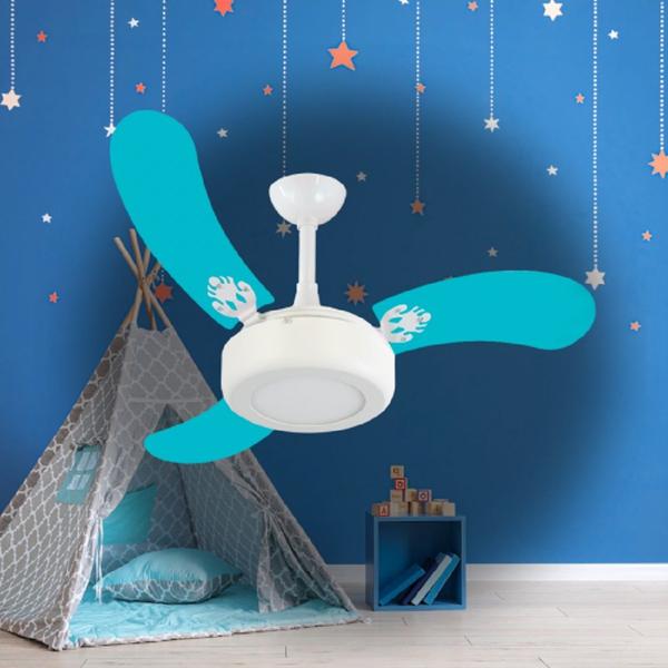 Imagem de Ventilador de Teto Infinity Child Led 3000K Azul 3 Pás 110V 2014 + Controle