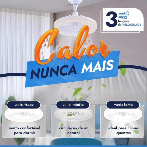 Ventilador de Teto Inteligente 3 em 1 com Controle Remoto e Iluminação E27 - Lâmpada Ventilador Imagem de Ventilador de Teto Inteligente 3 em 1 com Controle Remoto e Iluminação E27