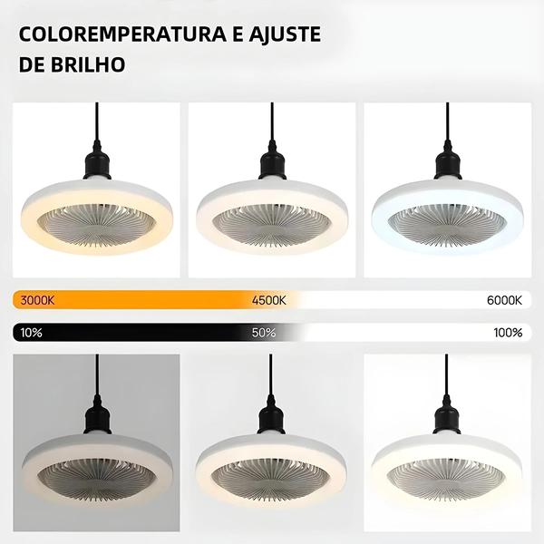 Imagem de Ventilador de Teto Inteligente 3 em 1 com Controle Remoto e Lâmpada E27 (85-265V)