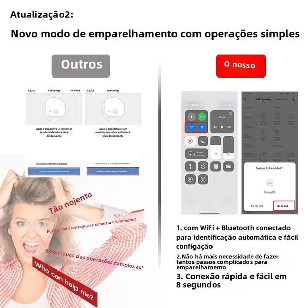 Imagem de Ventilador de Teto Inteligente Wi-Fi com Luz - 2/3 Vias, Controle Remoto e Velocidade