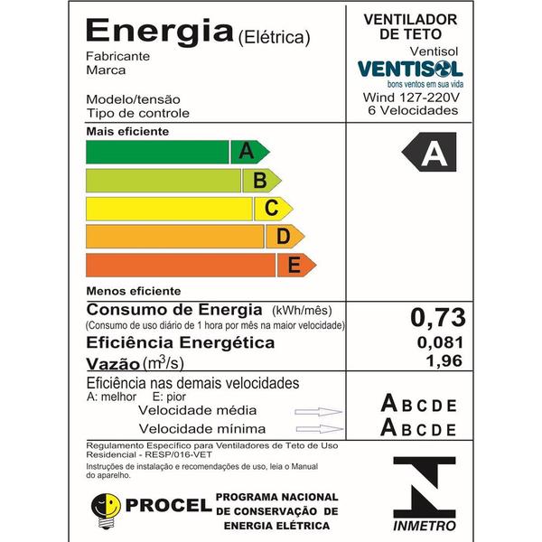 Ventilador de Teto Inverter Wind Branco com Controle Remoto Bivolt E-27 Ventisol Imagem de Ventilador de Teto Inverter Wind Branco com Controle Remoto Bivolt E-27 Ventisol