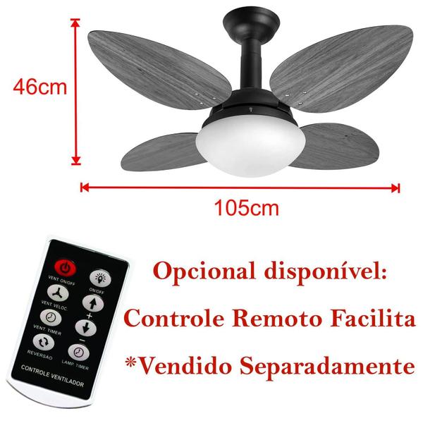 Imagem de Ventilador de Teto Jet Pétalo Venti-Delta Branco 4Pás Imbuia 110V