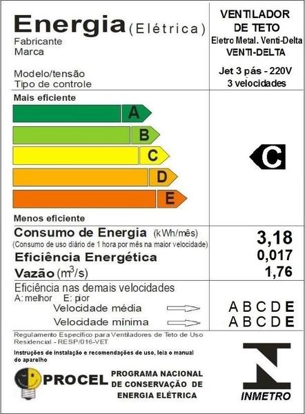 Imagem de Ventilador de Teto Jet Pétalo Venti-delta Cobre 3 Pás Rattan Chocolate 220V