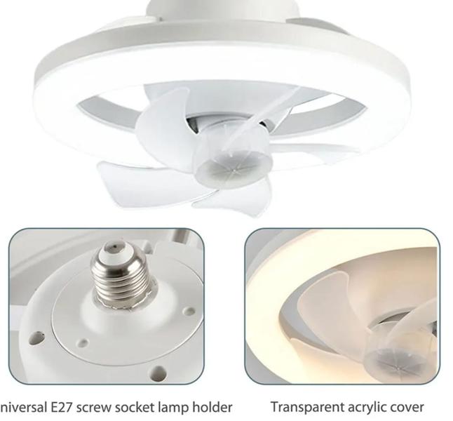 Imagem de Ventilador De Teto Lampada De 30w Com Luz Integrada E27 Teto com controle Remoto