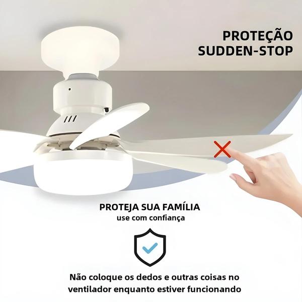 Imagem de Ventilador de Teto LED 30W com Controle Remoto - Ideal para Cozinha, Garagem e Quarto