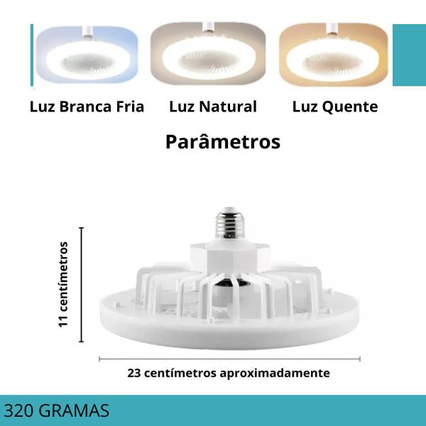 Imagem de Ventilador de Teto LED 36W E27, Lâmpada Multitemperatura e Baixo Consumo