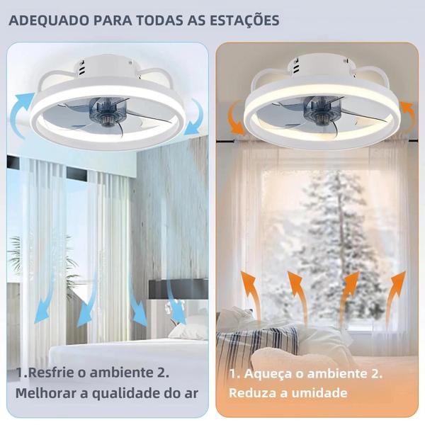 Imagem de Ventilador de Teto LED com Controle Remoto - Iluminação para Sala de Estar