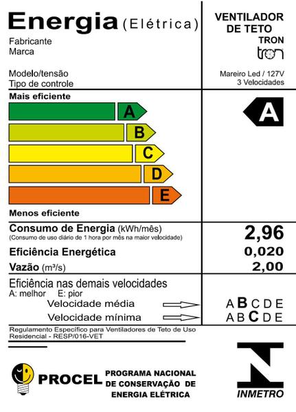 Imagem de Ventilador de Teto Led Mareiro Alumínio Escovado 127V Tron