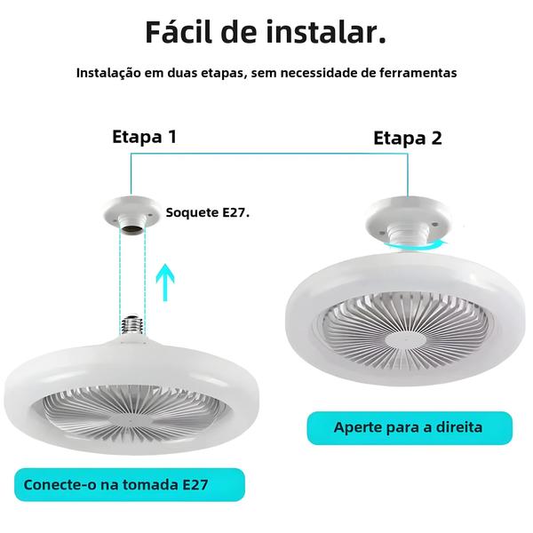 Imagem de Ventilador de Teto LED Silencioso e Inteligente com Controle Remoto e Base Conversora E27