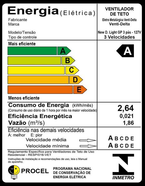 Imagem de Ventilador de Teto New Delta L. GP Br/Mg 110V