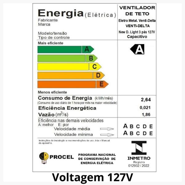 Imagem de Ventilador De Teto New Delta Light Branco/ Branco Voltagem 127v  Venti-Delta 38-3148