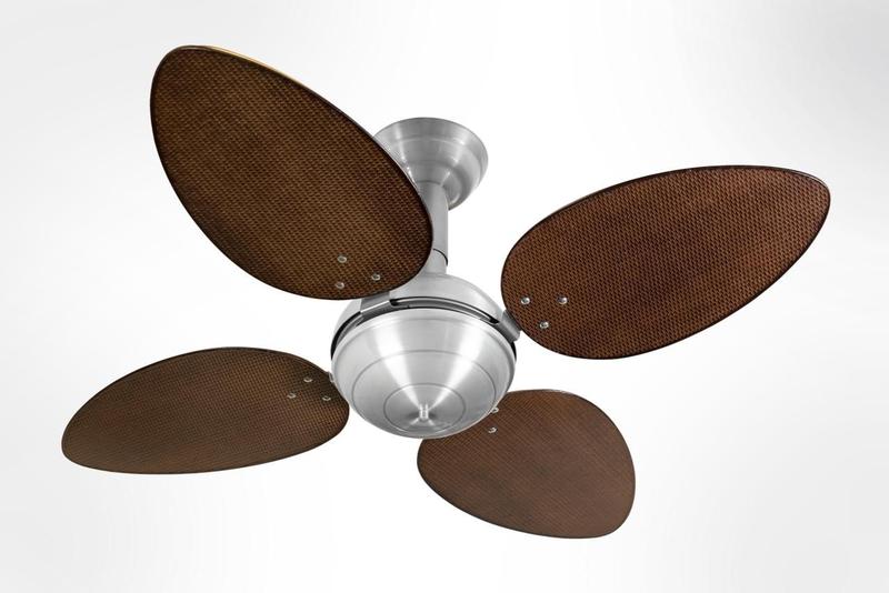 Imagem de Ventilador de Teto Office Jet Pétalo Venti-Delta Prata 4Pás Rattan Tabaco 220V