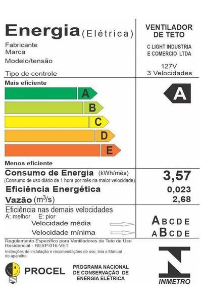 Imagem de Ventilador De Teto Potente Class 3 Pás Branco Ventax 110V