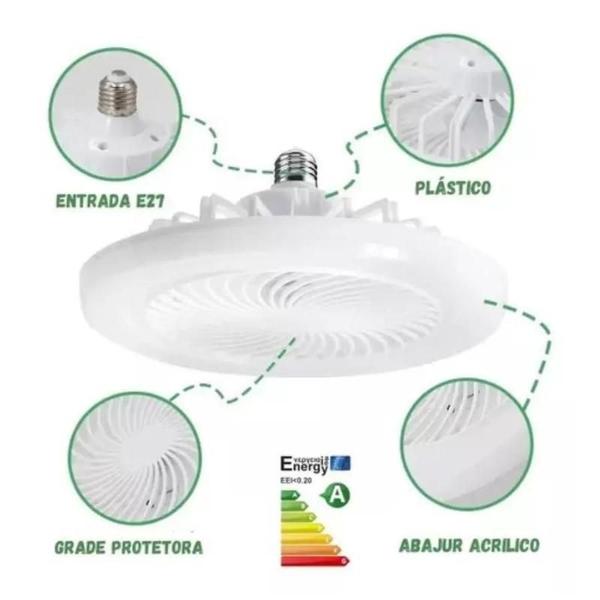 Imagem de Ventilador De Teto Potente Ventilador De Teto 30w Lampada Com Luz Integrada E27