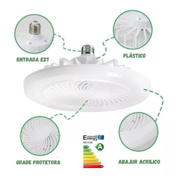 Imagem de Ventilador De Teto Potente: Ventilador De Teto 30w Lampada Com Luz Integrada E27