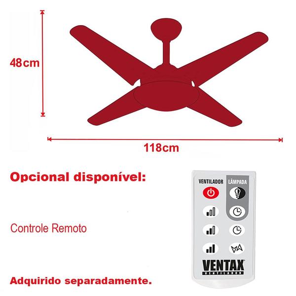 Imagem de Ventilador de Teto Preto Breeze 4 Pás Silencioso Ventax 220V