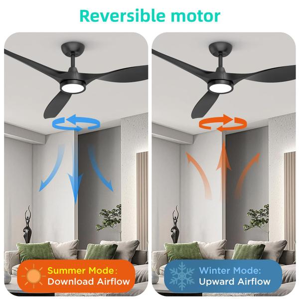 Imagem de Ventilador de teto Roomratv de 52 polegadas com luzes e controle remoto preto