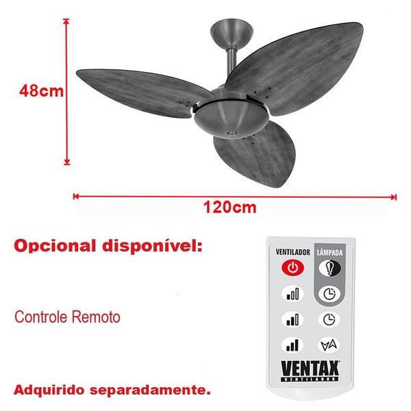 Imagem de Ventilador De Teto Sala Winds 3 Pás Palha Branco Ventax 220V