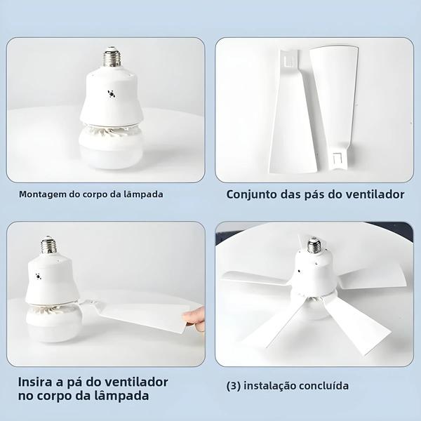 Imagem de Ventilador De Teto Silencioso 30W Com Base E27 Com Controle Remoto E Escurecimento Para Sala De