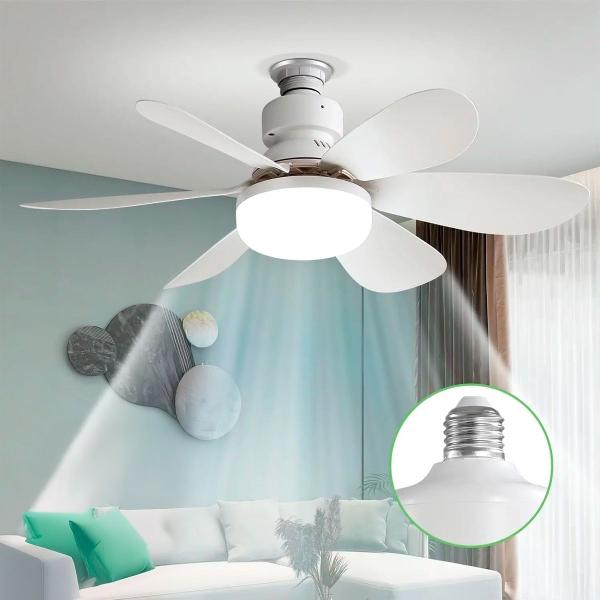 Ventilador de Teto Silencioso Moderna com 6 Pás Controle e Lâmpada - GUIRO Imagem de Ventilador de Teto Silencioso Moderna com 6 Pás Controle e Lâmpada