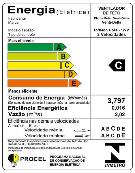 Imagem de Ventilador de Teto Tornado 4 Pás Preto 110V