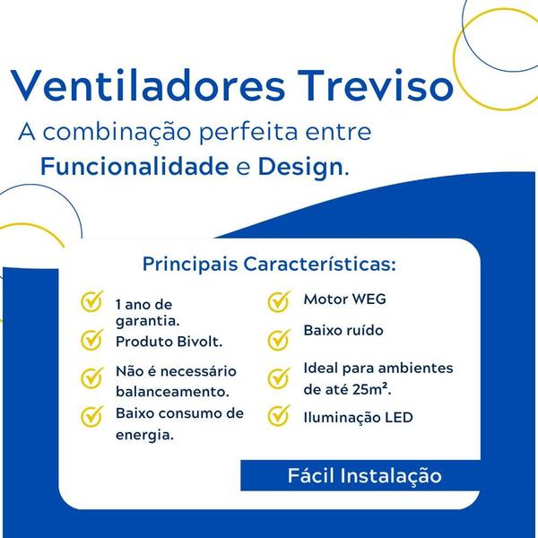 Imagem de Ventilador de Teto Treviso Branco Confort LED Bivolt