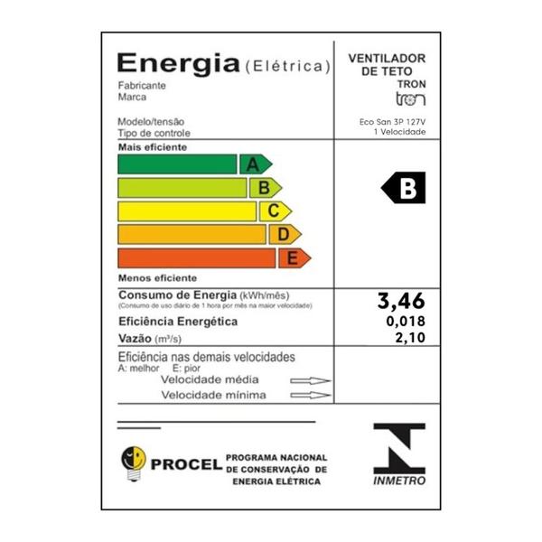 Imagem de Ventilador de Teto Tron Eco San Branco 130W 127V