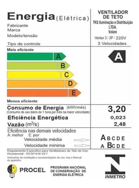 Imagem de Ventilador De Teto Turbo Varanda Cozinha 3 Pás Ventax 220V