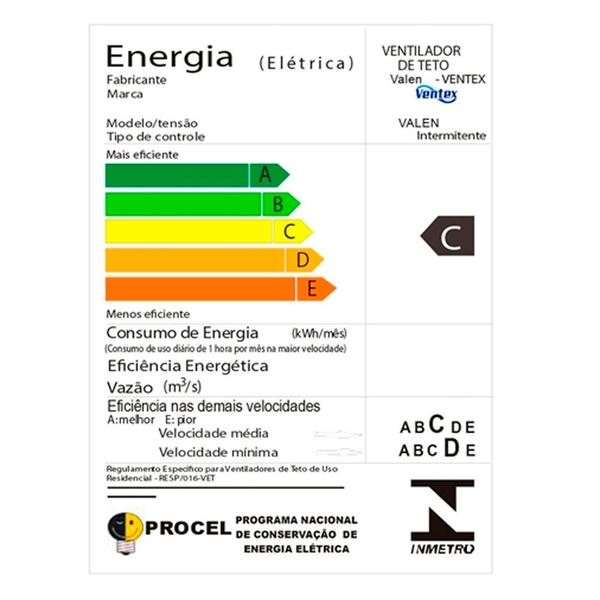 Imagem de Ventilador de Teto Valen Branco 3 Pás Brancas Led 6500k Branco Frio 127v Ventex