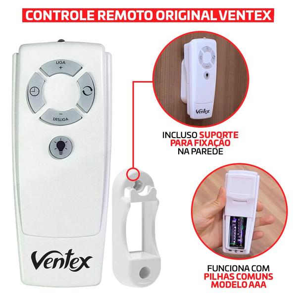 Imagem de Ventilador De Teto Valen Led Branco/Mogno Com Controle Remoto Compatível Com Alexa