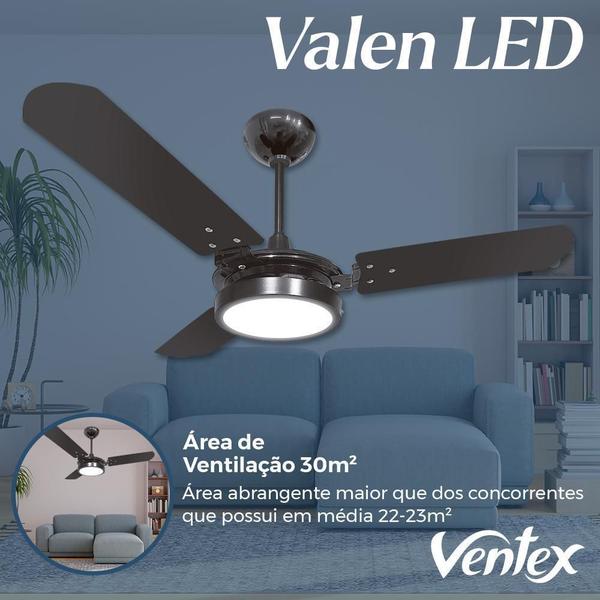 Imagem de Ventilador De Teto Valen Led Preto 127V Com Controle Ventex