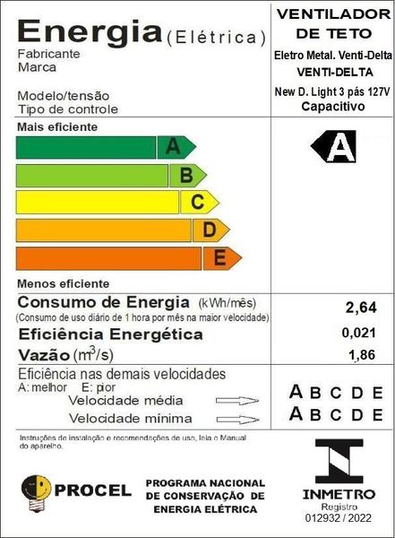 Imagem de Ventilador de Teto Venti Delta New Light 3 Pás Mogno 127 V