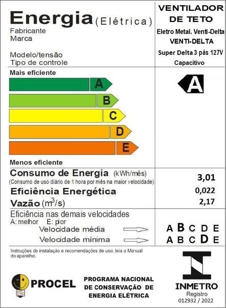 Imagem de Ventilador de Teto Venti Delta New Light Globo Pera 3 Pás Mogno 127 V