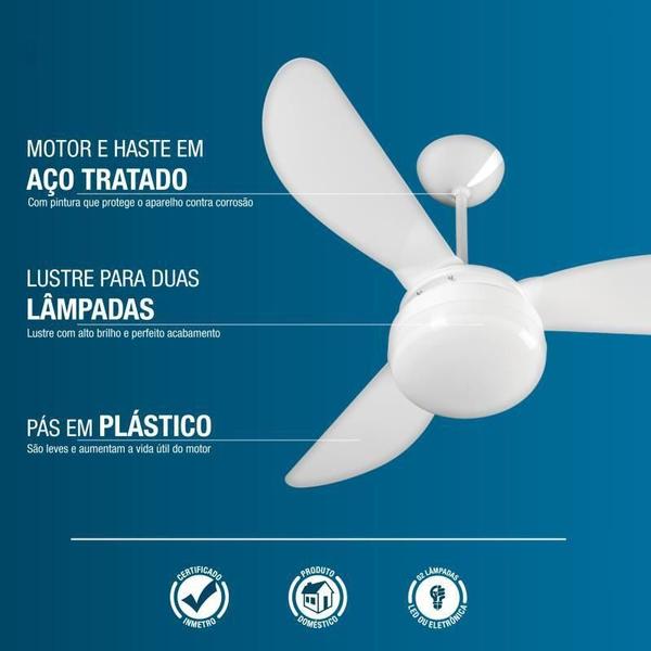 Imagem de Ventilador de Teto Ventisol Fenix Branco 3 Velocidades Premium