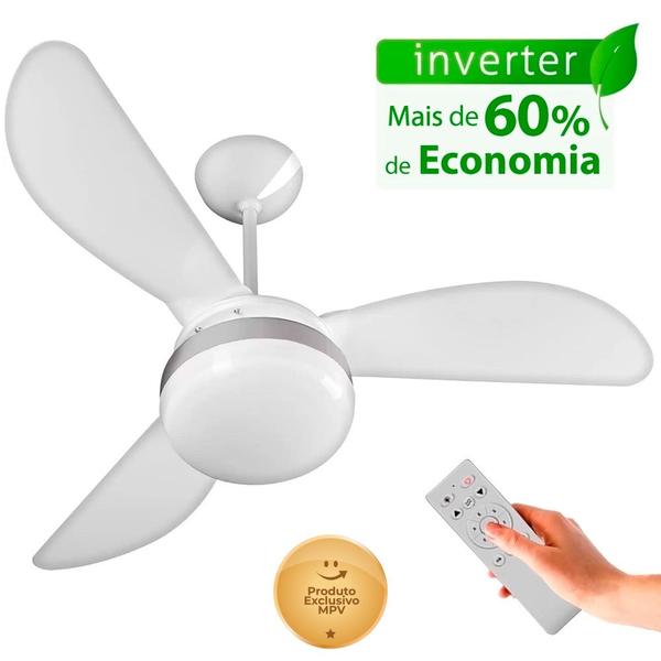 Imagem de Ventilador de Teto Ventisol Fênix Branco / Silver Inverter com Controle Remoto - Bivolt