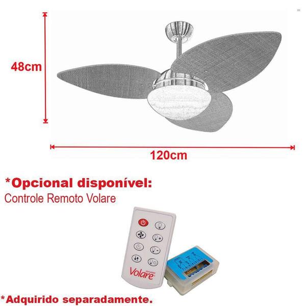 Imagem de Ventilador de Teto Volare Escovado Vidro Dunamis Imbuia 110V