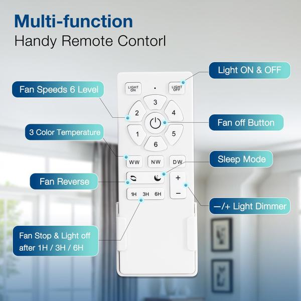 Imagem de Ventilador de teto warmiplanet com luzes e controle remoto 132cm