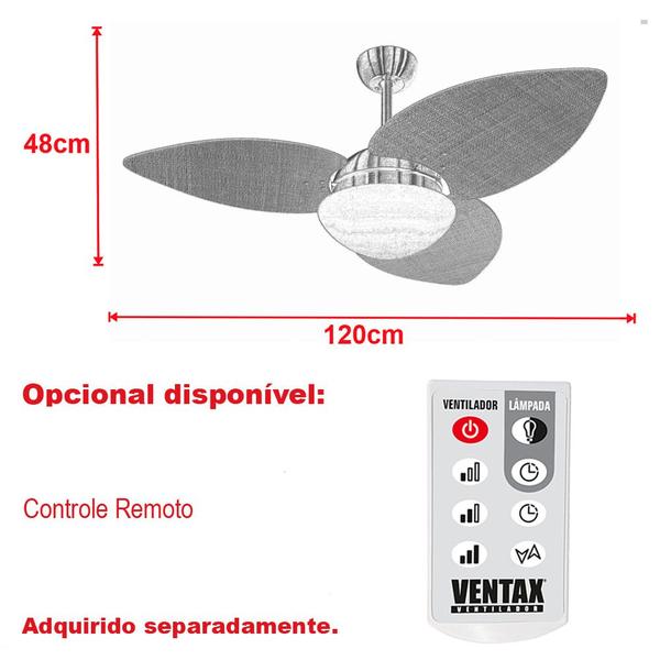 Imagem de Ventilador de Teto Winds Preto Silencioso 3 Pás Ventax 220V