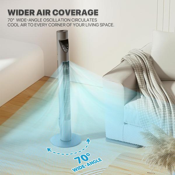 Imagem de Ventilador de torre mollie Oscillating Quiet com controle remoto cinza