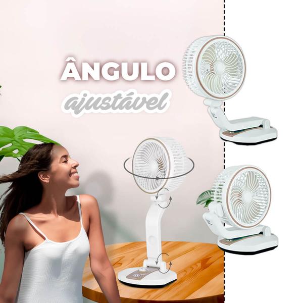 Imagem de Ventilador Dobrável De Mesa Com Led Recarregável Via Usb Com Regulador De velocidade