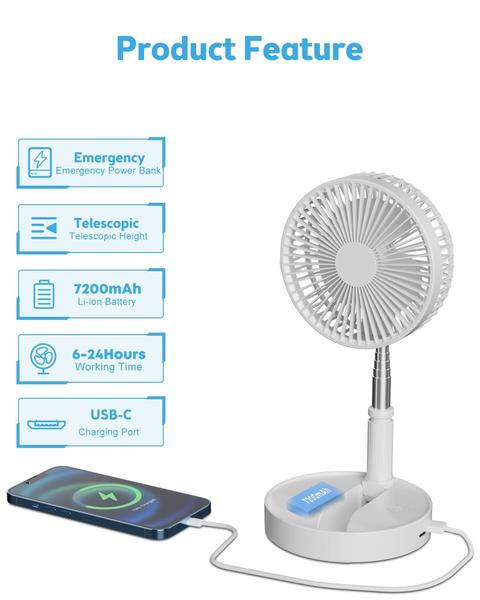 Imagem de Ventilador dobrável Yivandi Foldaway com bateria recarregável de 7200mAh