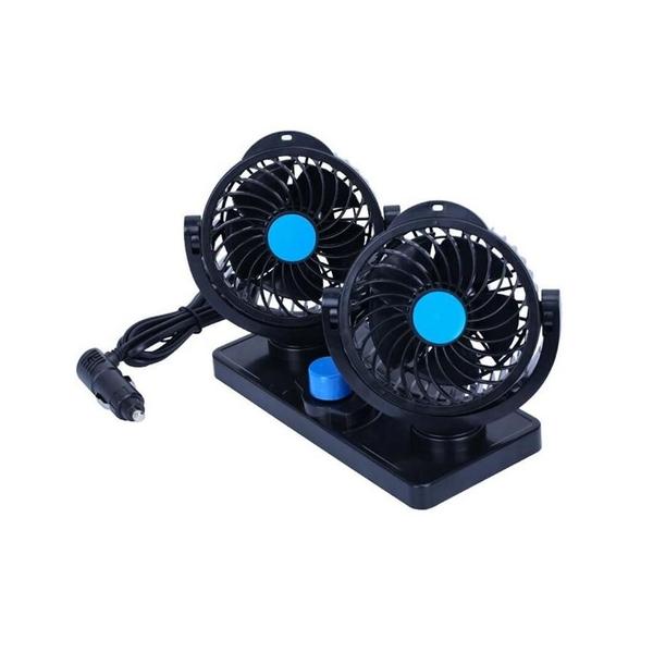 Imagem de Ventilador duplo automotivo 12v suporte ajustavel pratico carro van uber onibus