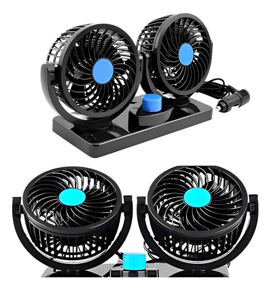 Imagem de Ventilador Duplo Fan Automotivo 12v Pequeno  Carro Caminhão