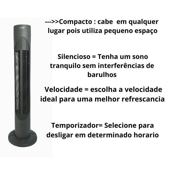 Imagem de Ventilador e circulador de ar Torre 3 Níveis de Velocidade - 127V