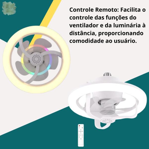 Imagem de Ventilador E Luminária De Teto Com Rotação 360 Automatica 50W