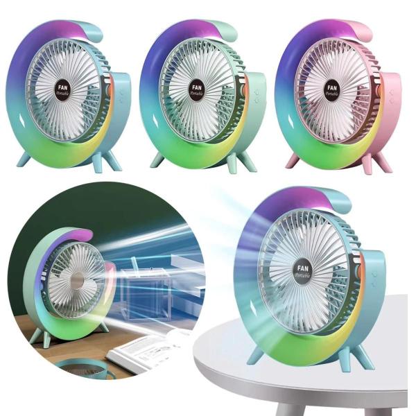 Imagem de Ventilador Elétrico De Mesa Com Luzes RGB Para Criar Ambientes Aconchegantes