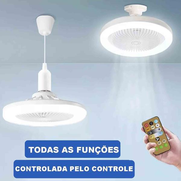 Imagem de Ventilador Lâmpada de Teto Led Ajustável Controle Aromaterapia Apartamento Sala de Estar Branco Frio Quente 3 em 1 Quarto Casa