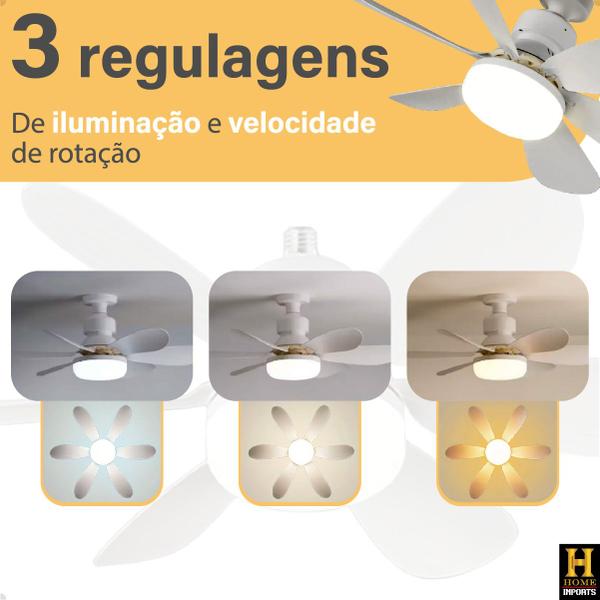 Imagem de Ventilador Lâmpada Super Led De Teto Silencioso 52 cm Bivolt 110v/220v 6 Pás Linha Premium