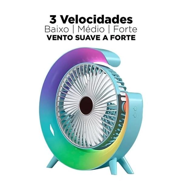 Ventilador Luminária Abajur de Mesa com Luz Forte Colorida - GOLDENMIX Imagem de Ventilador Luminária Abajur de Mesa com Luz Forte Colorida
